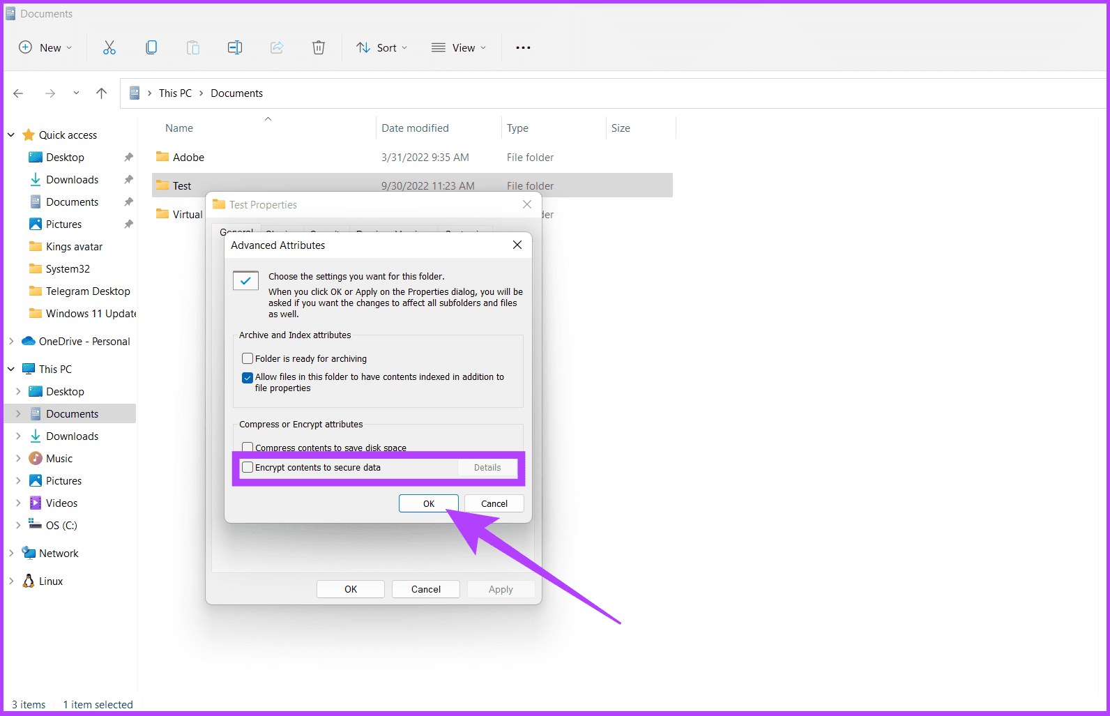 uncheck the 'Encrypt content to secure data' option