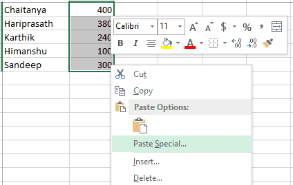 Paste Special