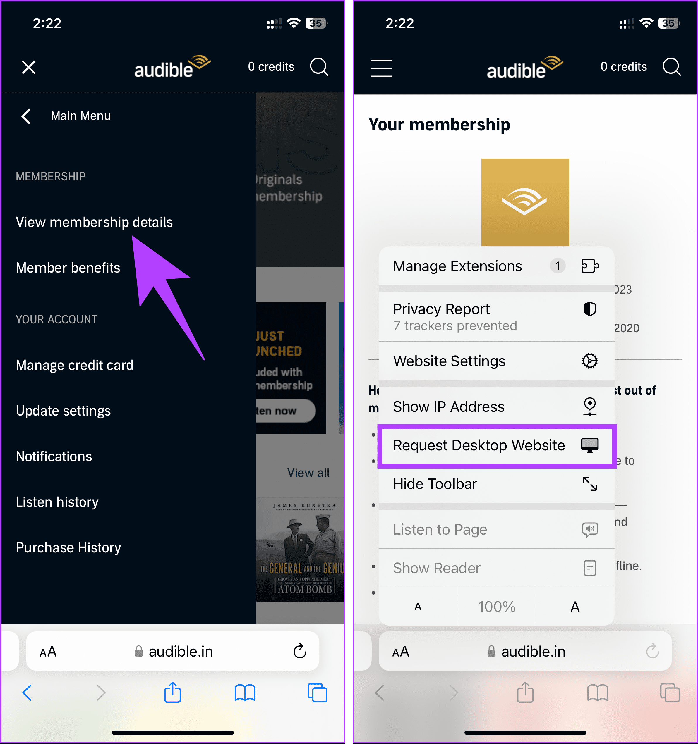 select 'Request Desktop Website'