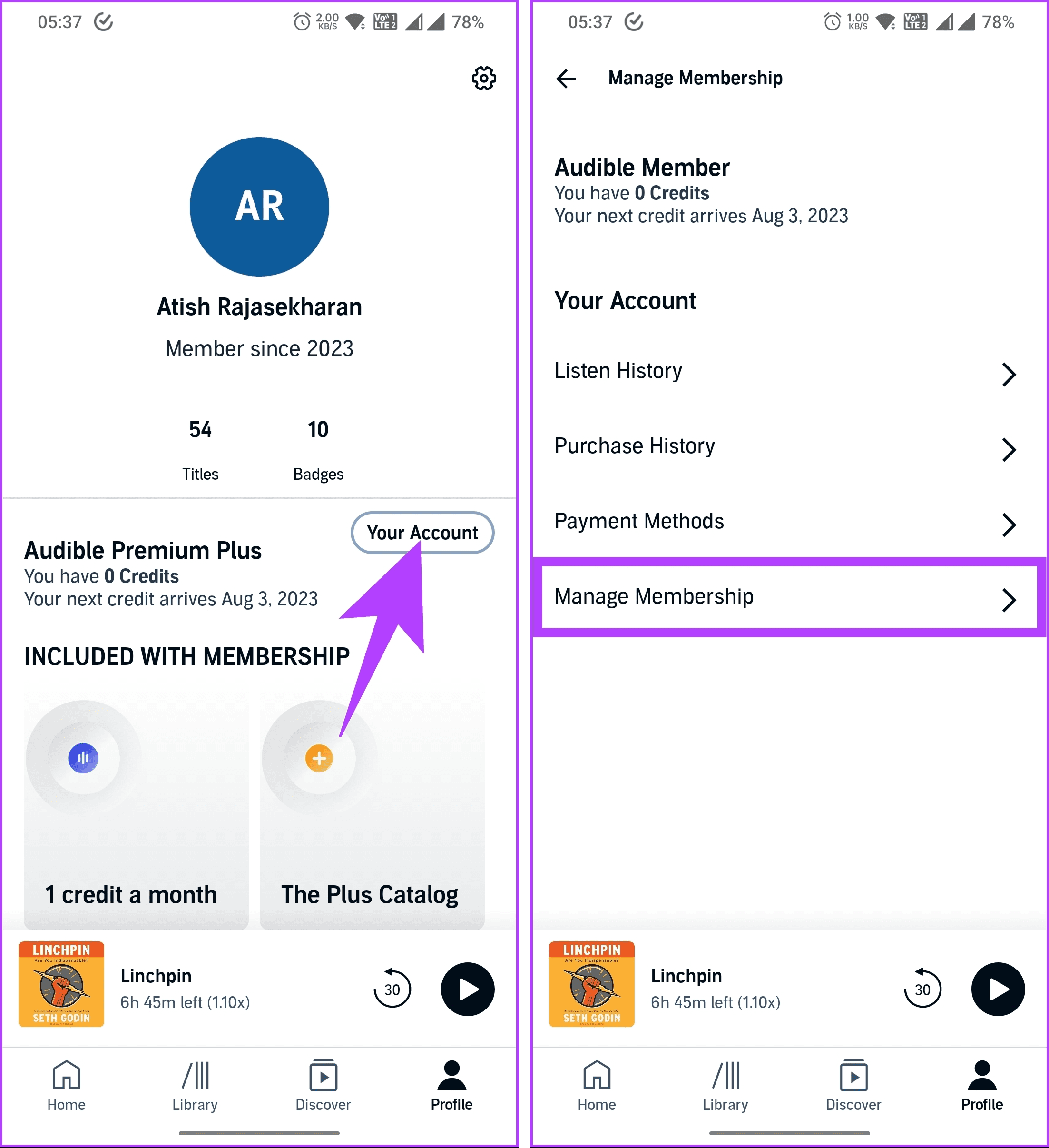 choose Manage Membership