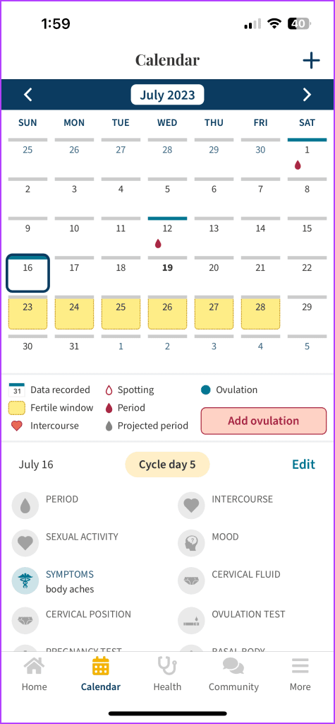 Ovia period & pregnancy tracker 1
