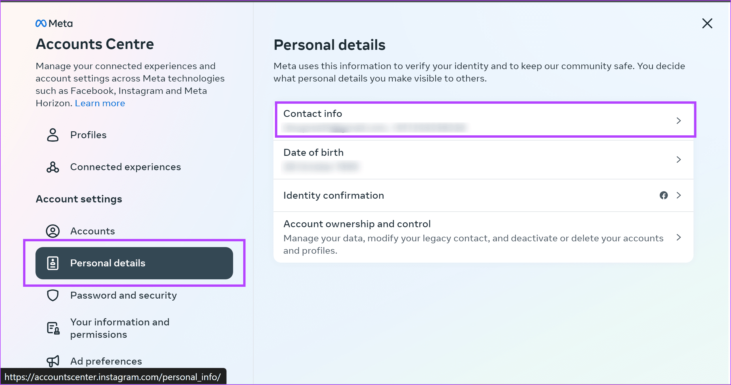 Personal Details and Contact Info 1