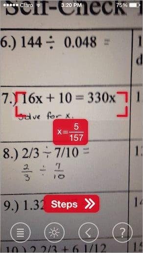 Photo Math Reading Equation