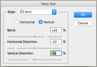 Photoshop Text Warp Box Options