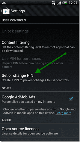 Play Store Secure Pin 6