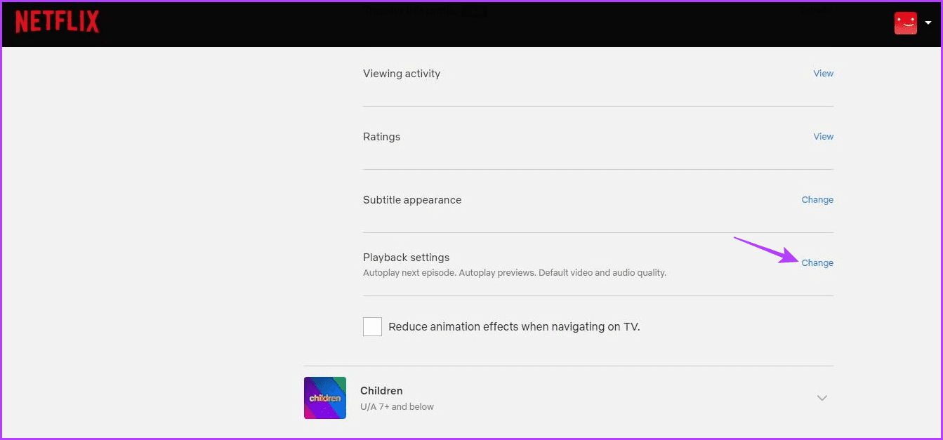Playback settings in Netflix