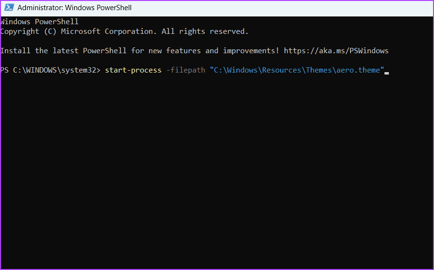 PowerShell command to change theme