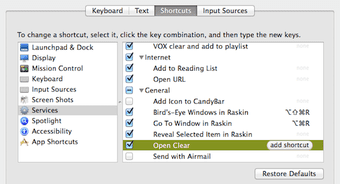 Preferences Create Shortcut
