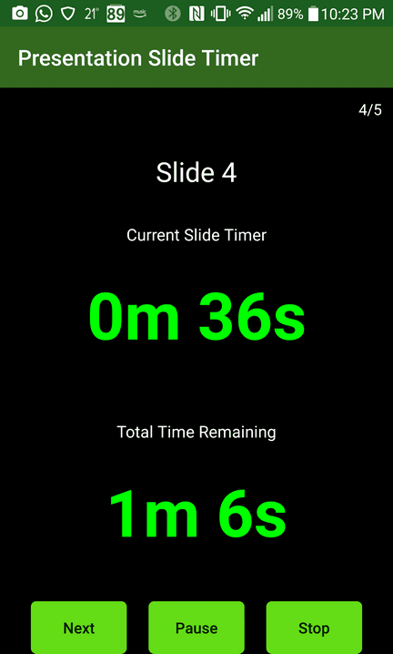Presentation Slide Timer In Operation
