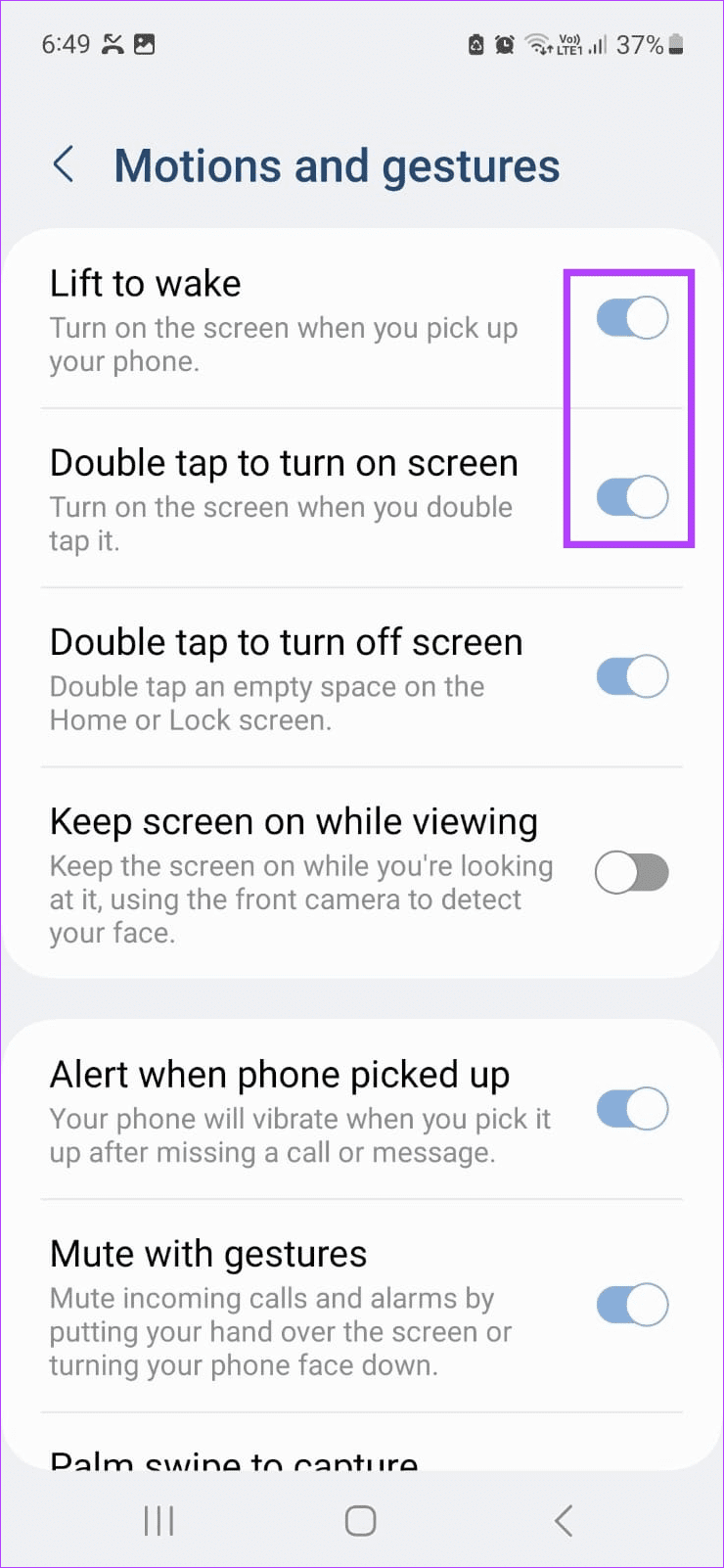 Disable Lift to wake