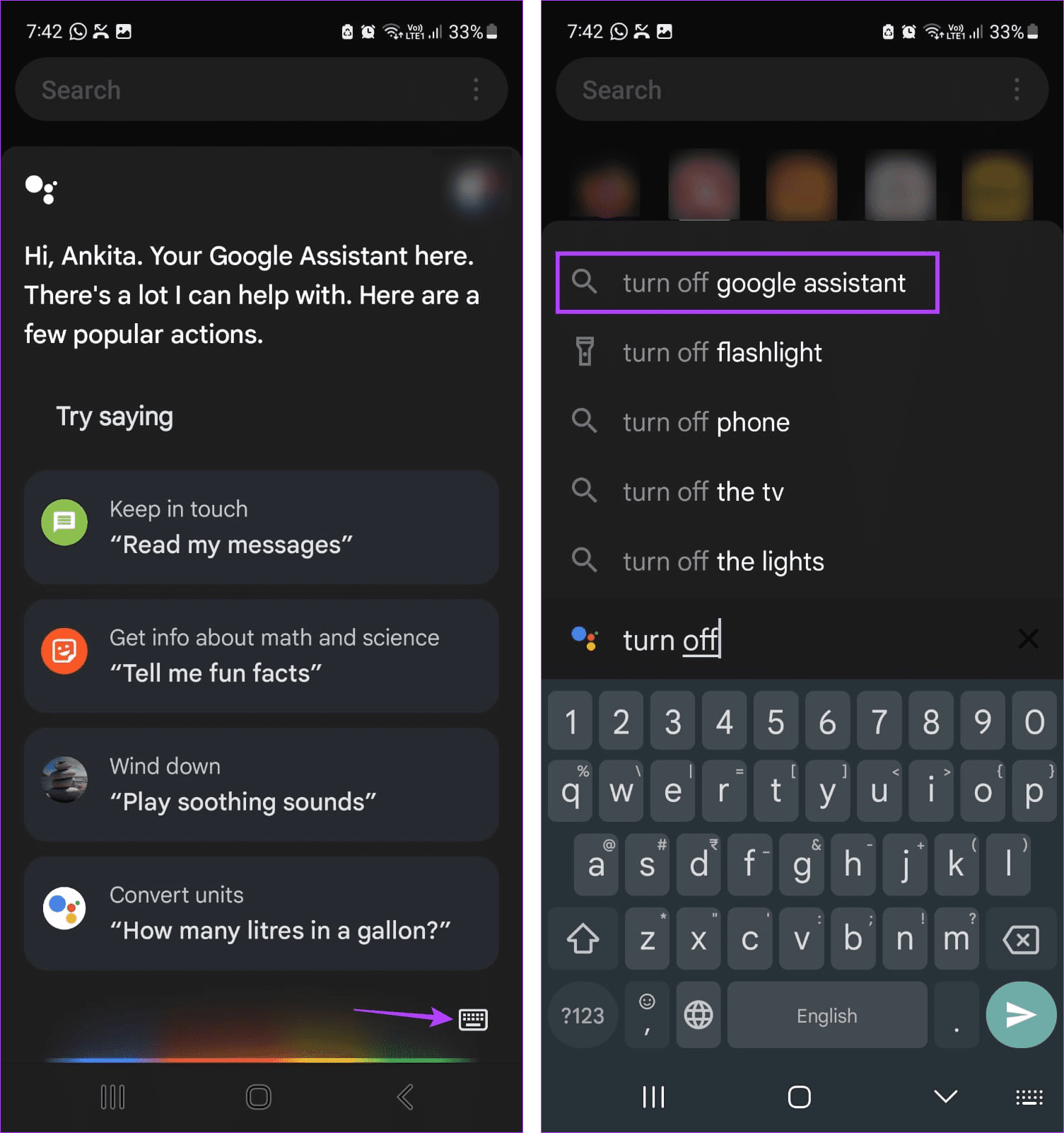 Input Turn off Google Assistant