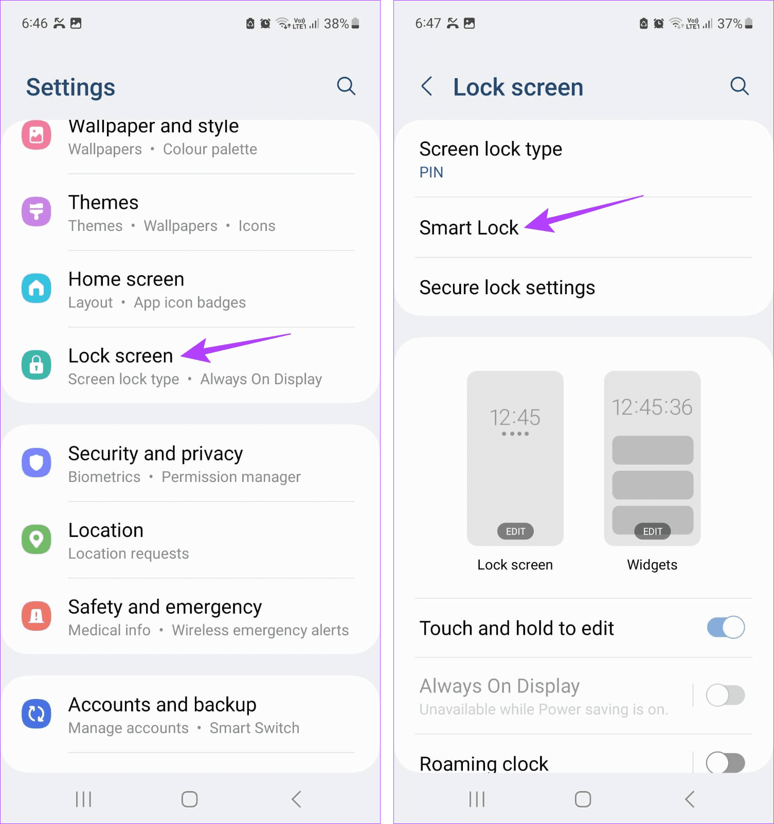 Tap on Lock screen & tap on Smart Lock