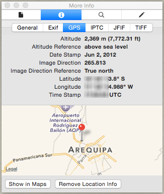 Preview Info Panel Gps Tab