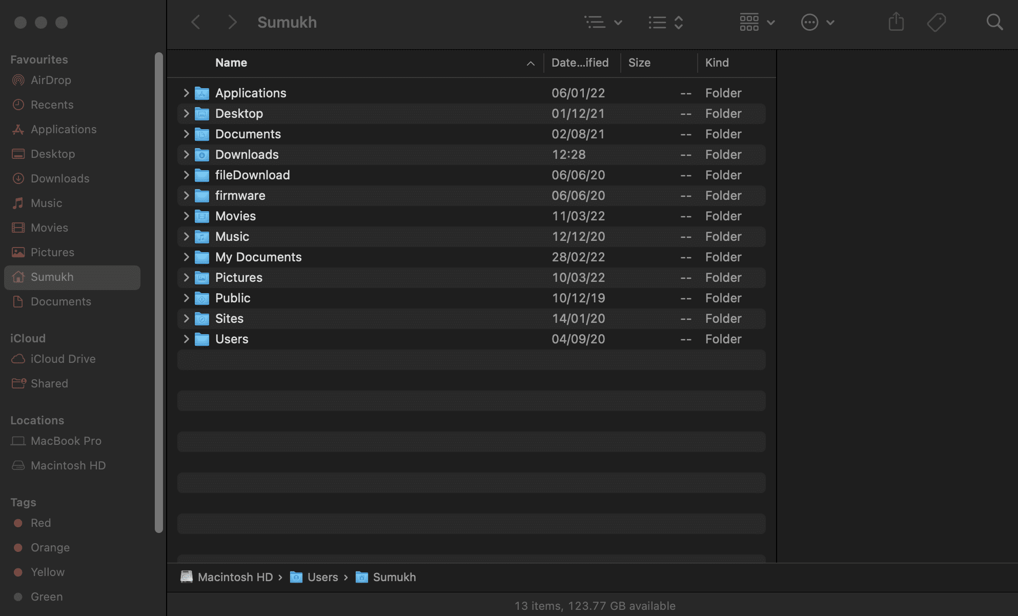 Finder window on Mac
