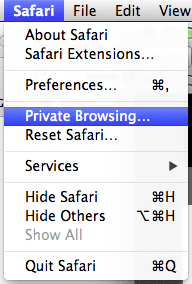 Private Browsing Menu