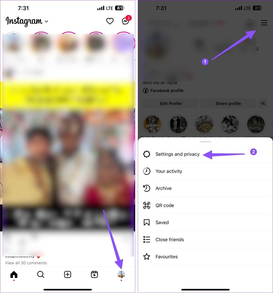 Instagram settings and privacy