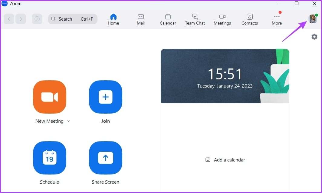 Profile icon on Zoom