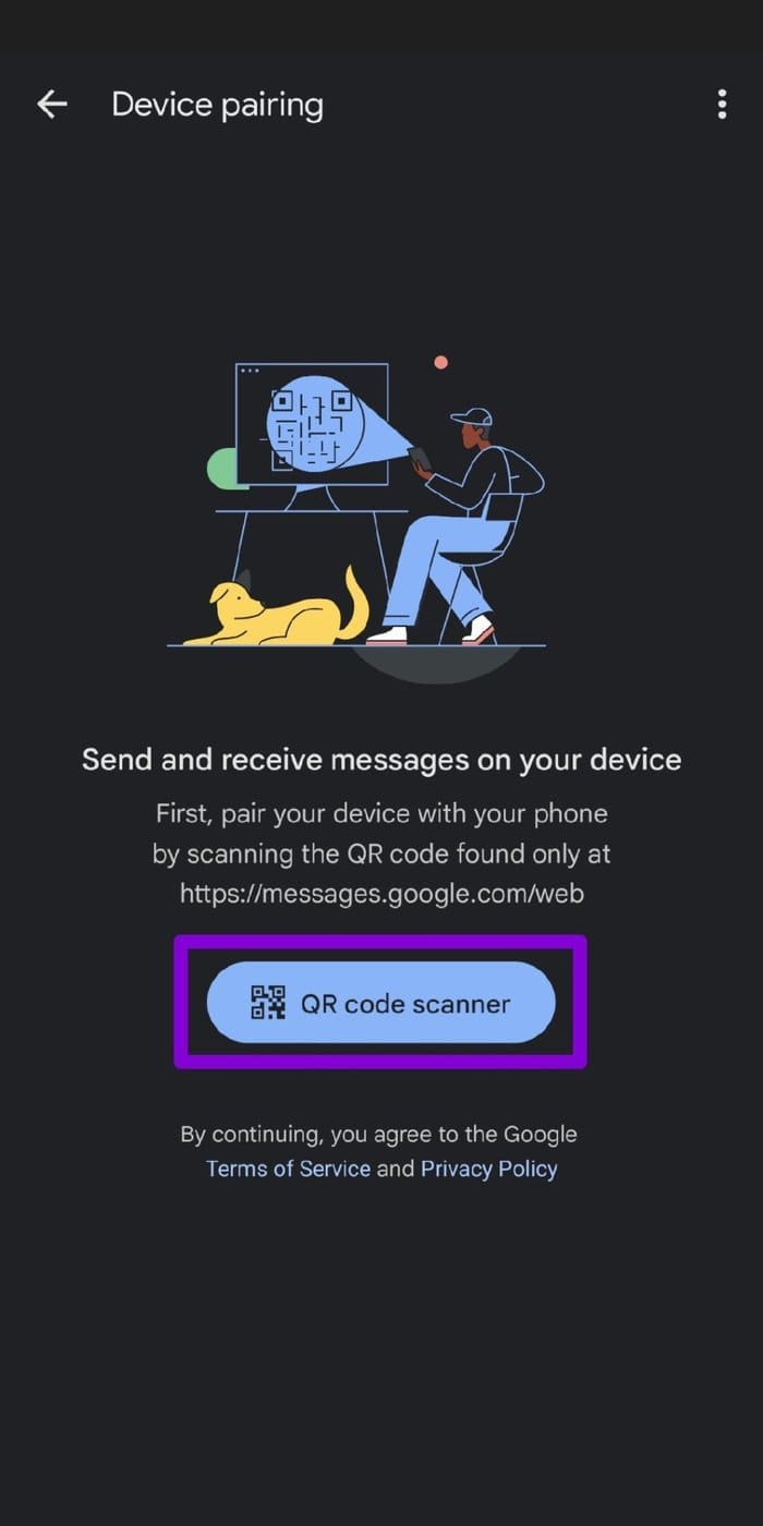 QR Code Scanner in Android Messages