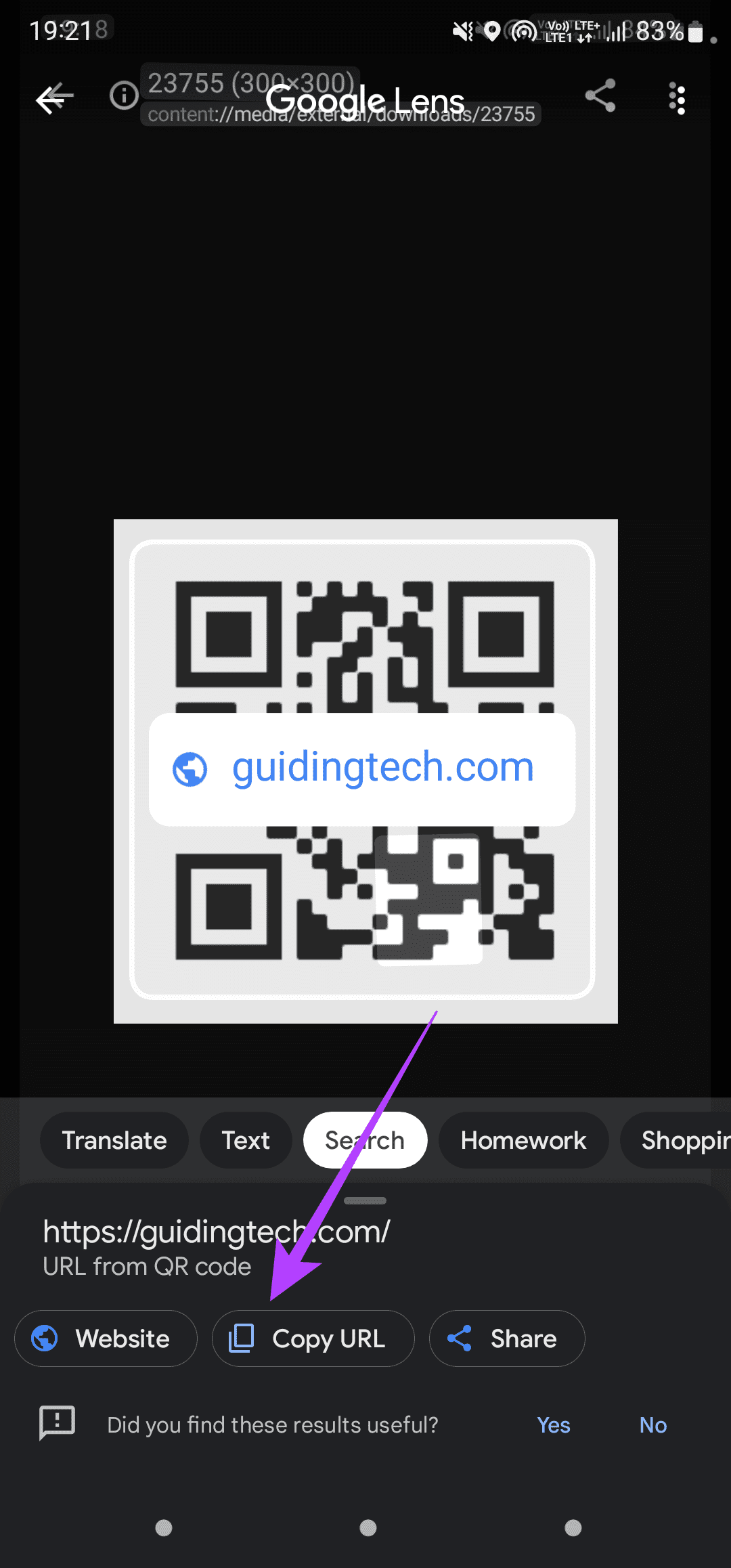QR code scanned