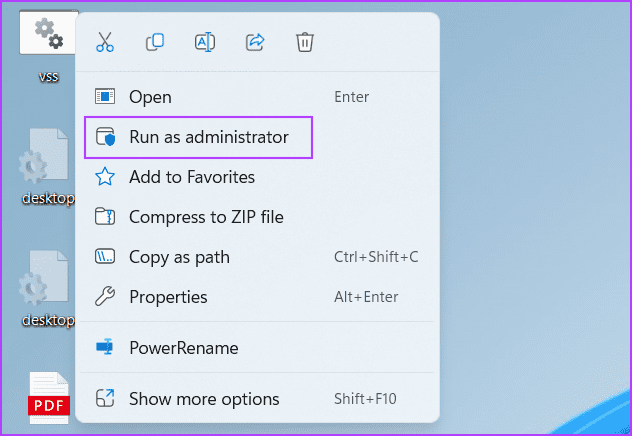 running the notepad file to reset vss