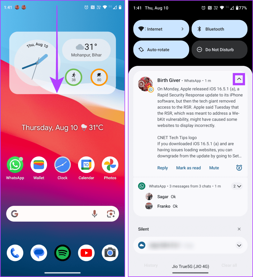 Read WhatsApp Messages from Notification on Android