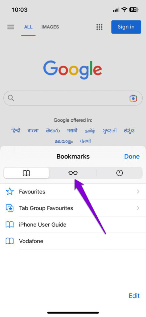 Reading List in Safari