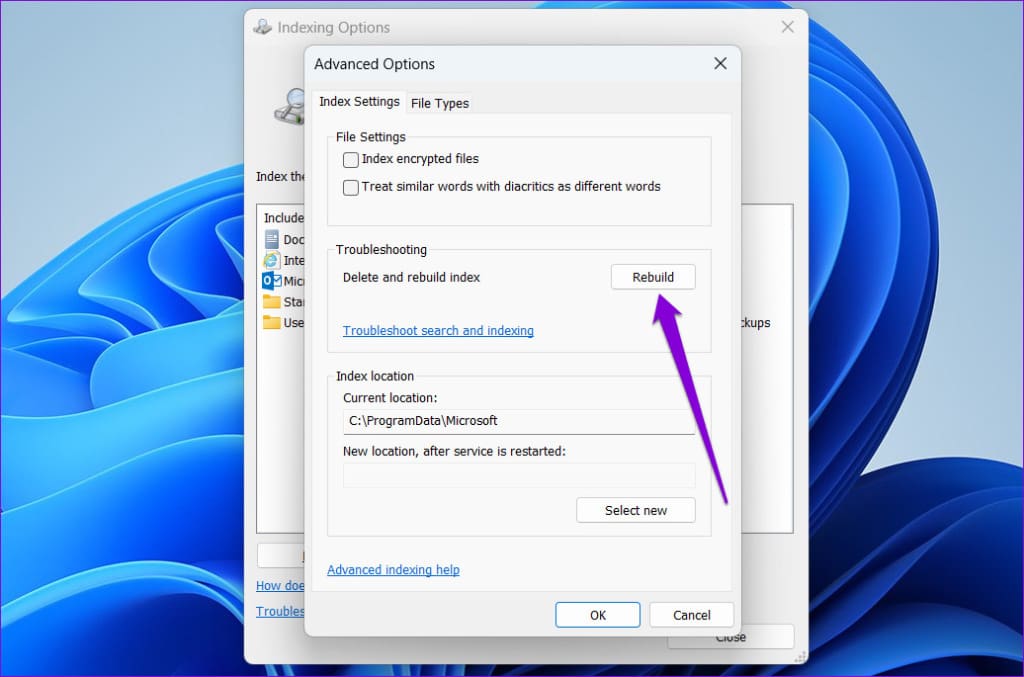 Rebuild Search Index on Windows