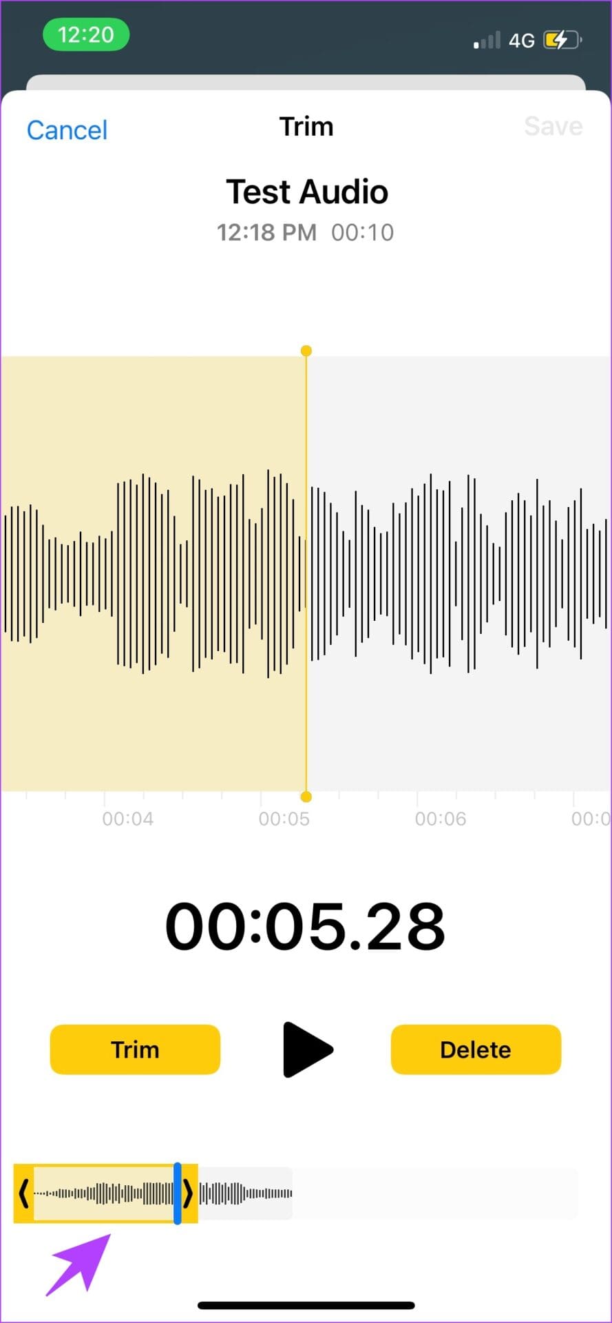 Recording trimmed