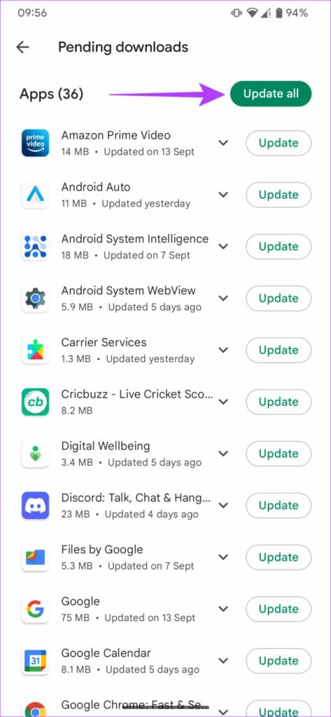 update all button