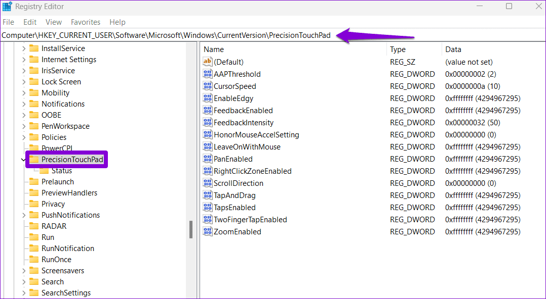 Registry Editor Window