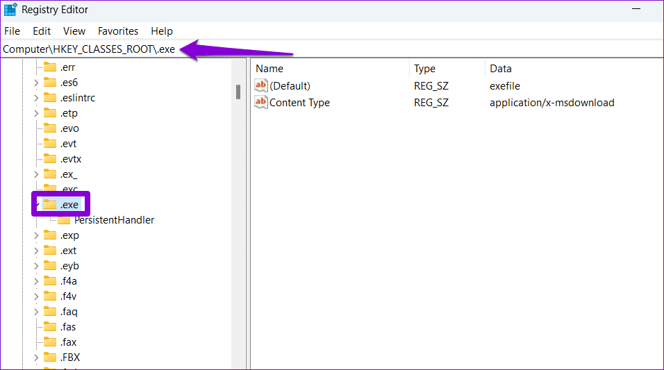 Registry Editor on Windows