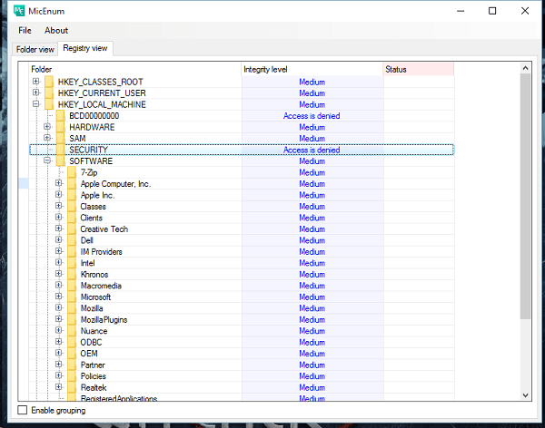 Registry Level Permission