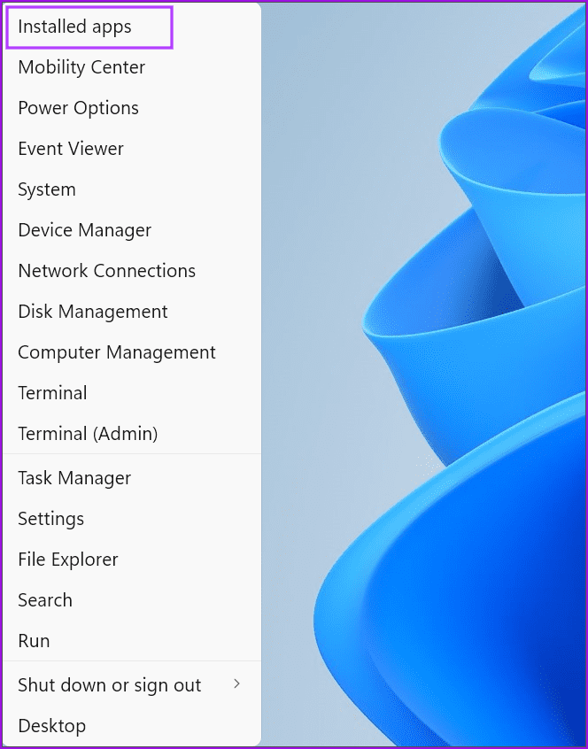 Power user menu