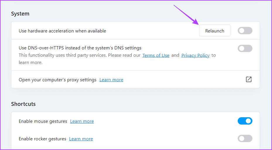Relaunch option of Opera