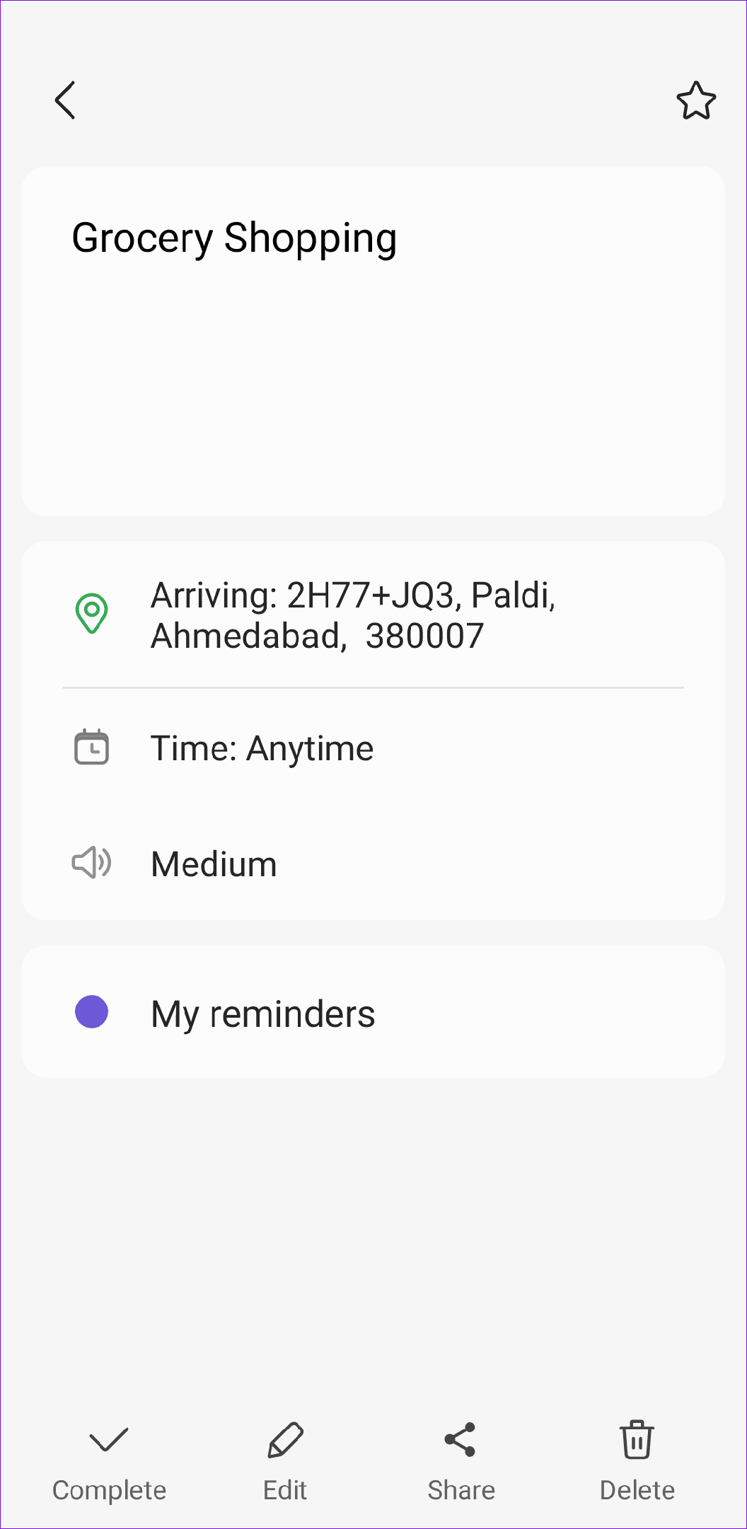 Reminders on Samsung Phone