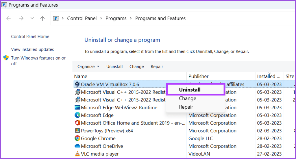 Uninstall hypervisor app