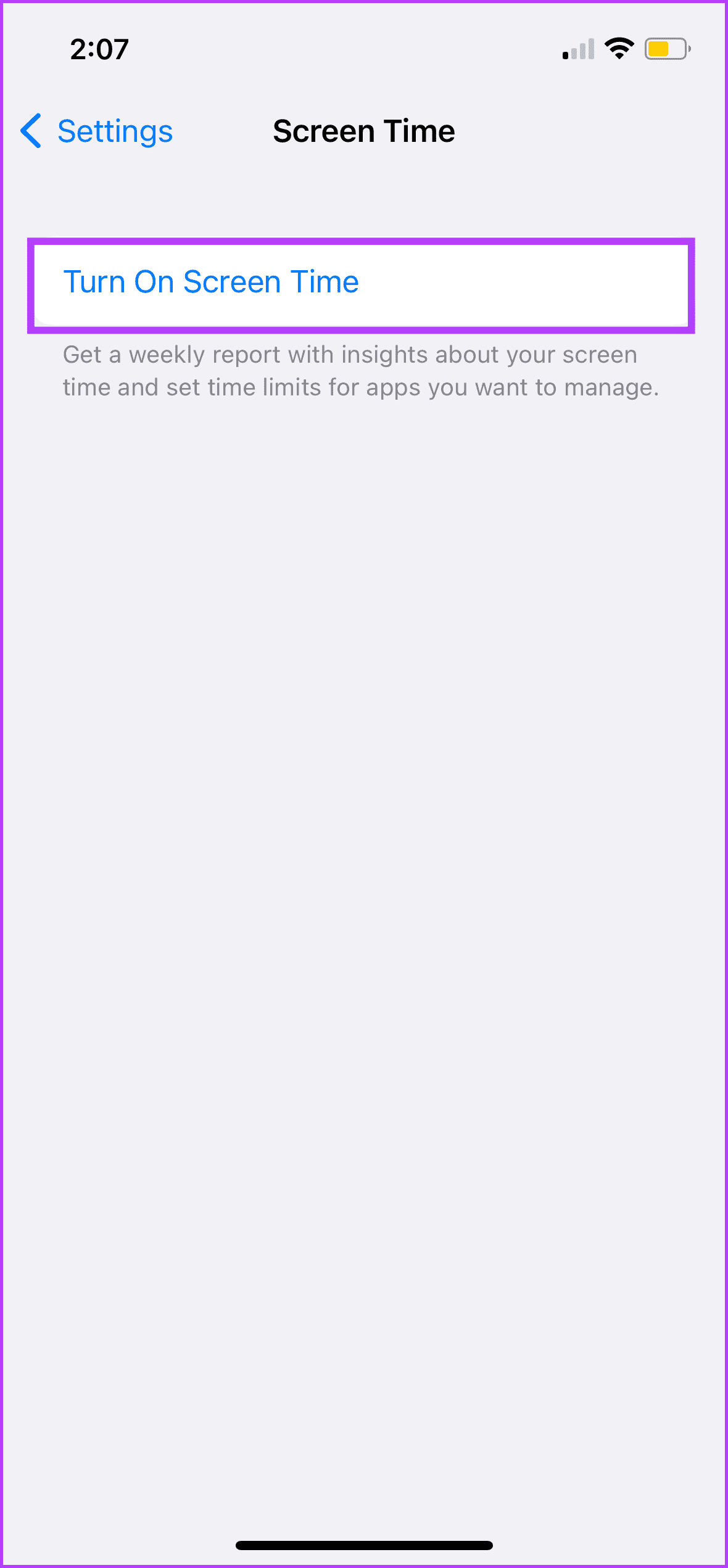 Tap Turn On Screen Time 