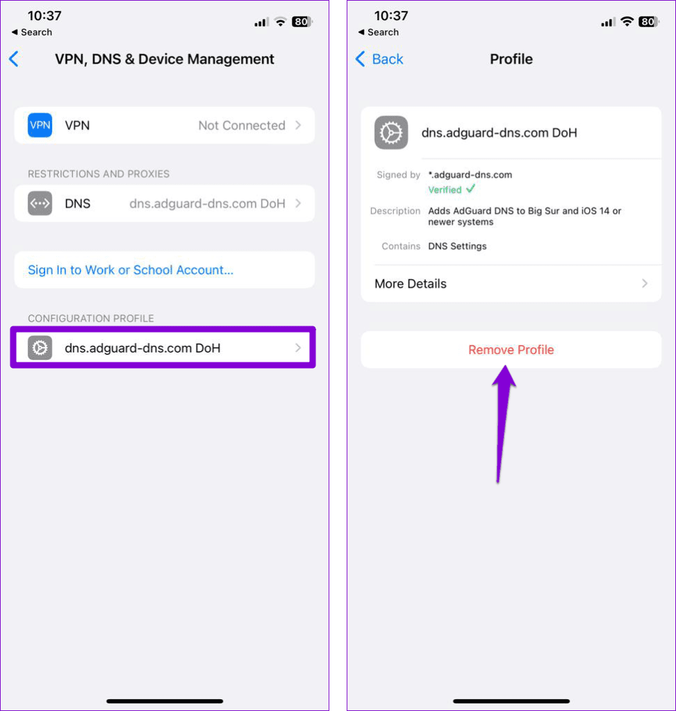 Remove DNS Profile From iPhone