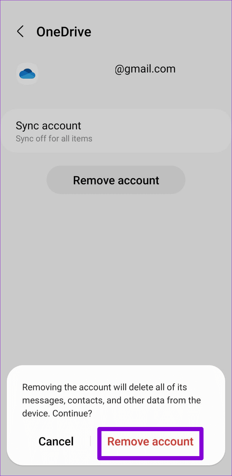Remove OneDrive Account From Samsung Phone