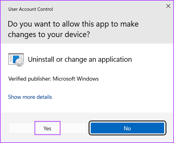 user account control window