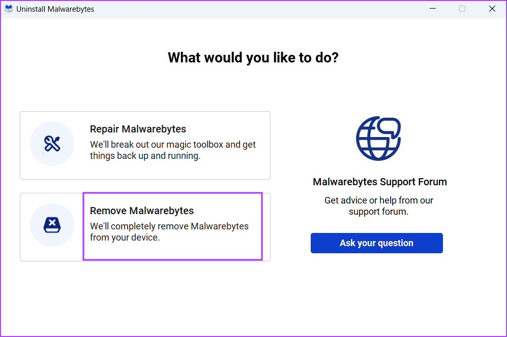 uninstalling malwarebytes windows 11
