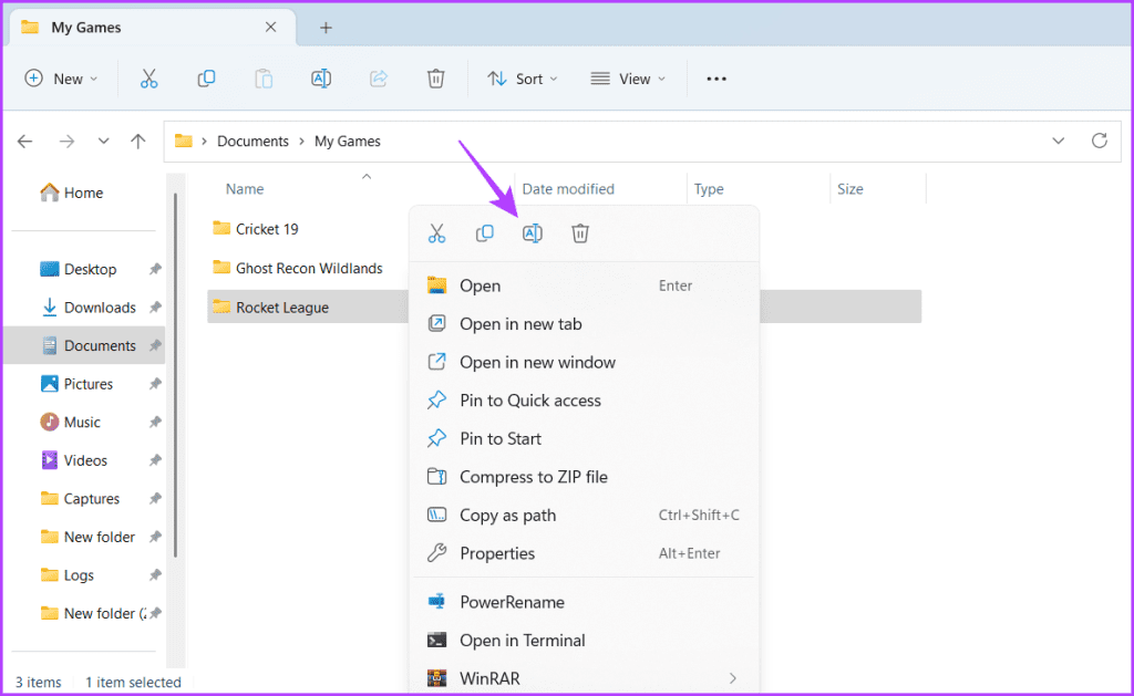 Rename icon in File Explorer