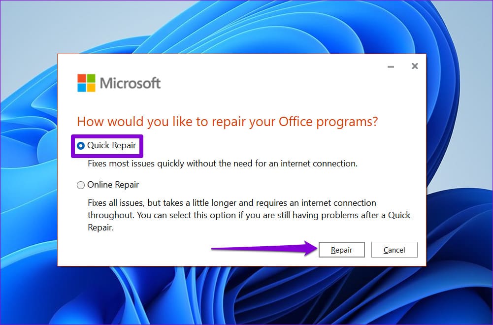Repair Microsoft Office