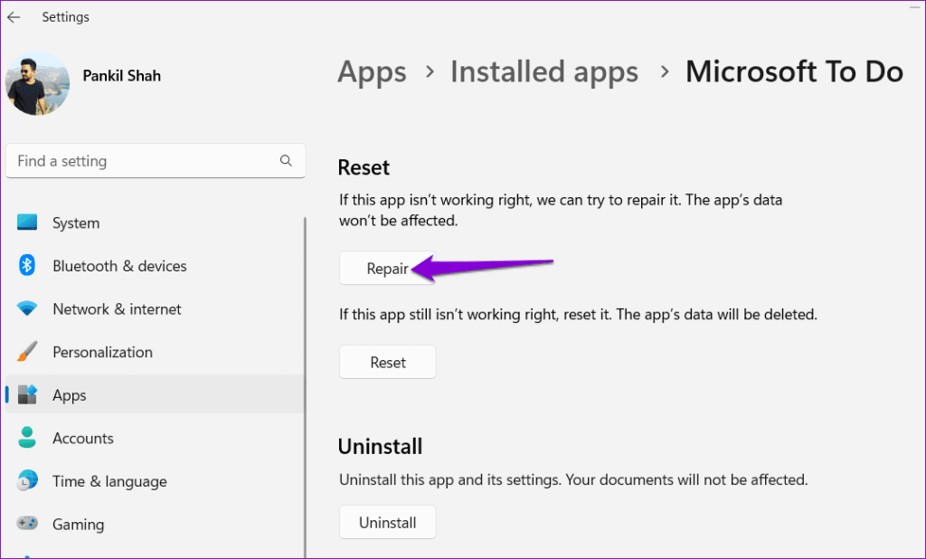 Repair Microsoft To Do App
