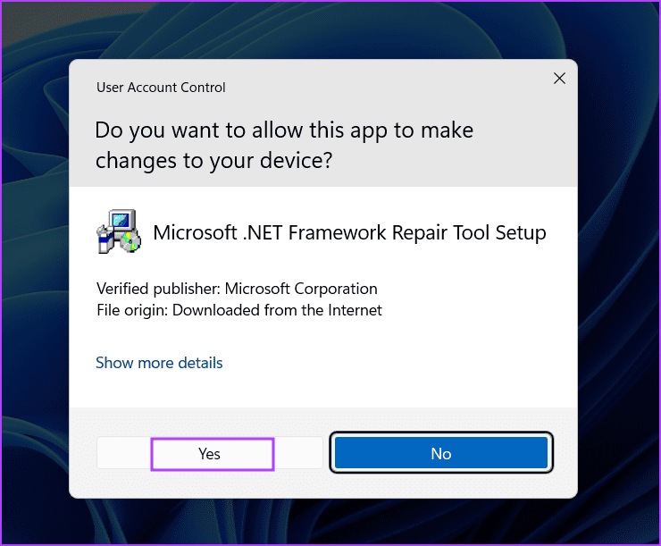 User account control window
