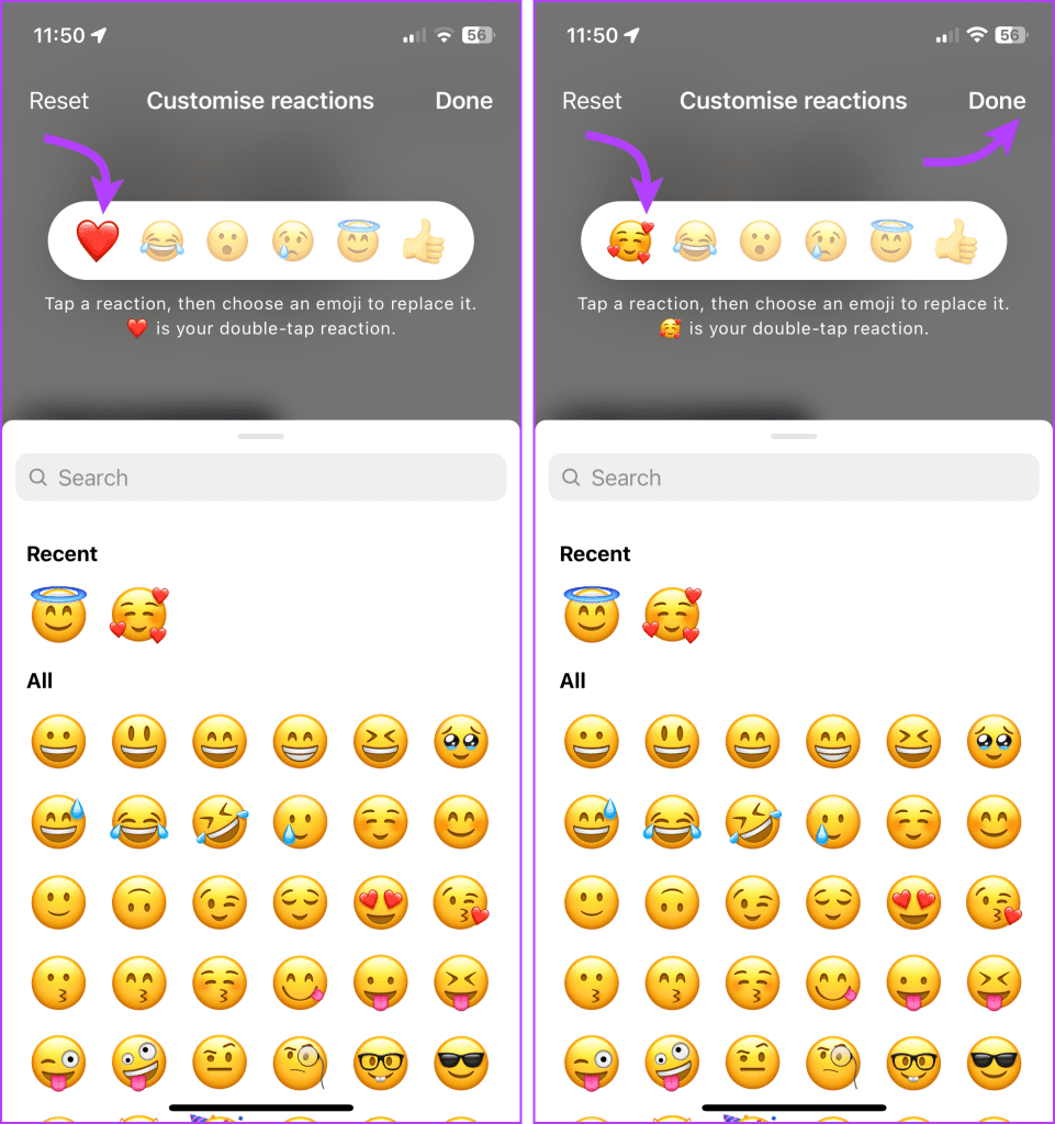 Tap emoji and then Done