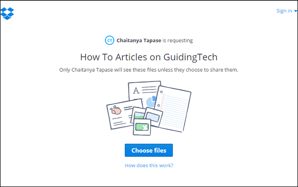 Request File Page On Dropbox
