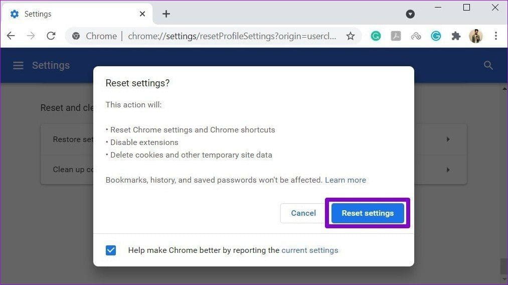 Reset Chrome to Factory Default