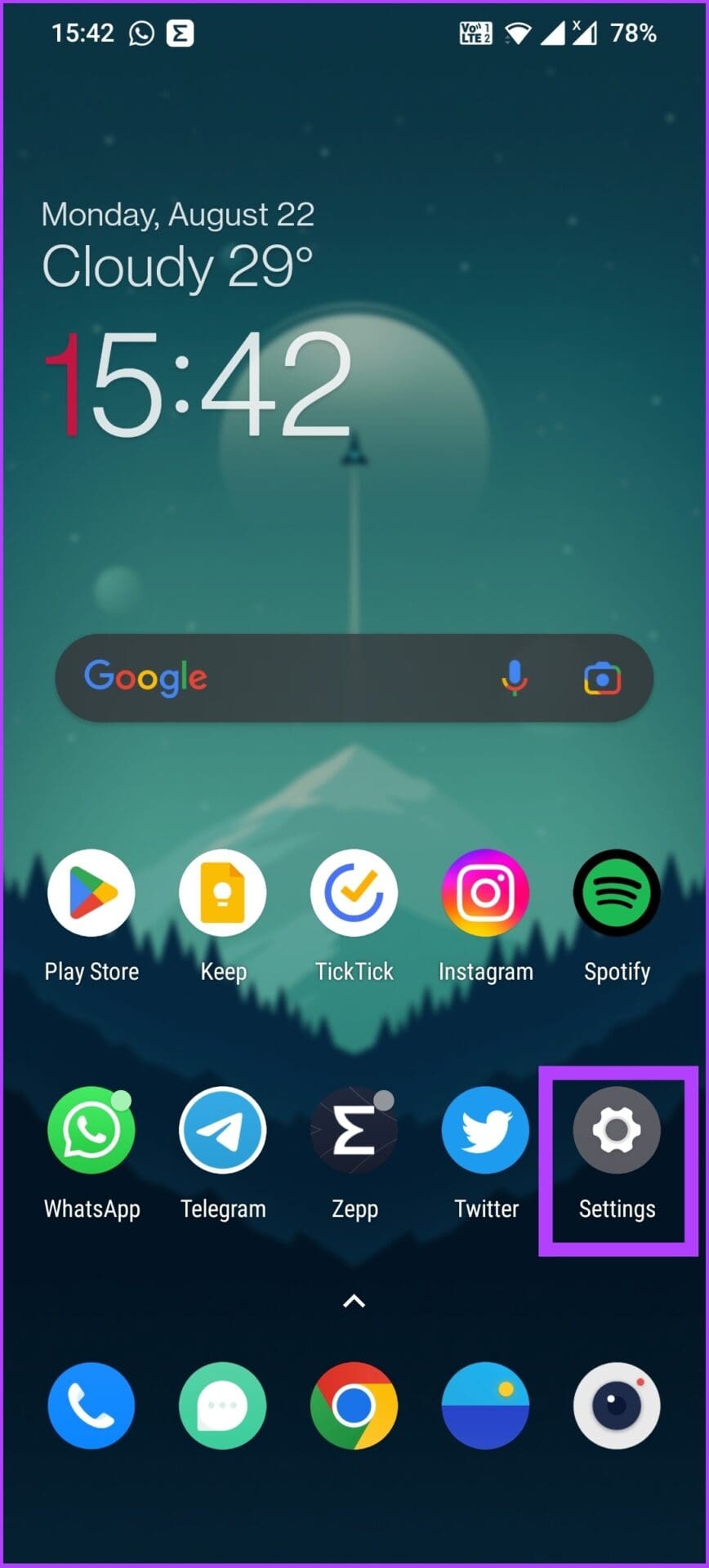 Open phone Settings