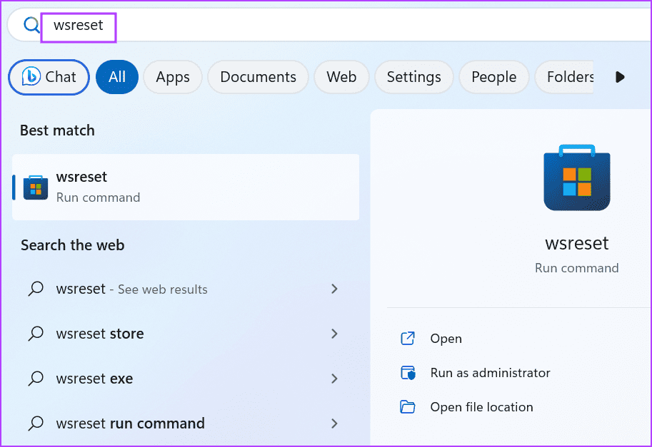 Reset Microsoft Store Using Start Menu